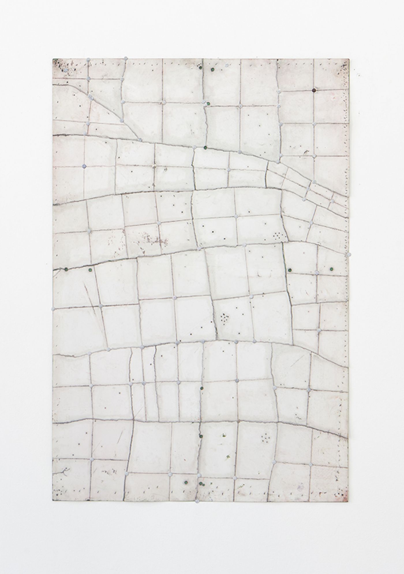 Anna Paterson Untitled (odd) (2022) Oil on papers, pins, 102 cm x 72 cm.