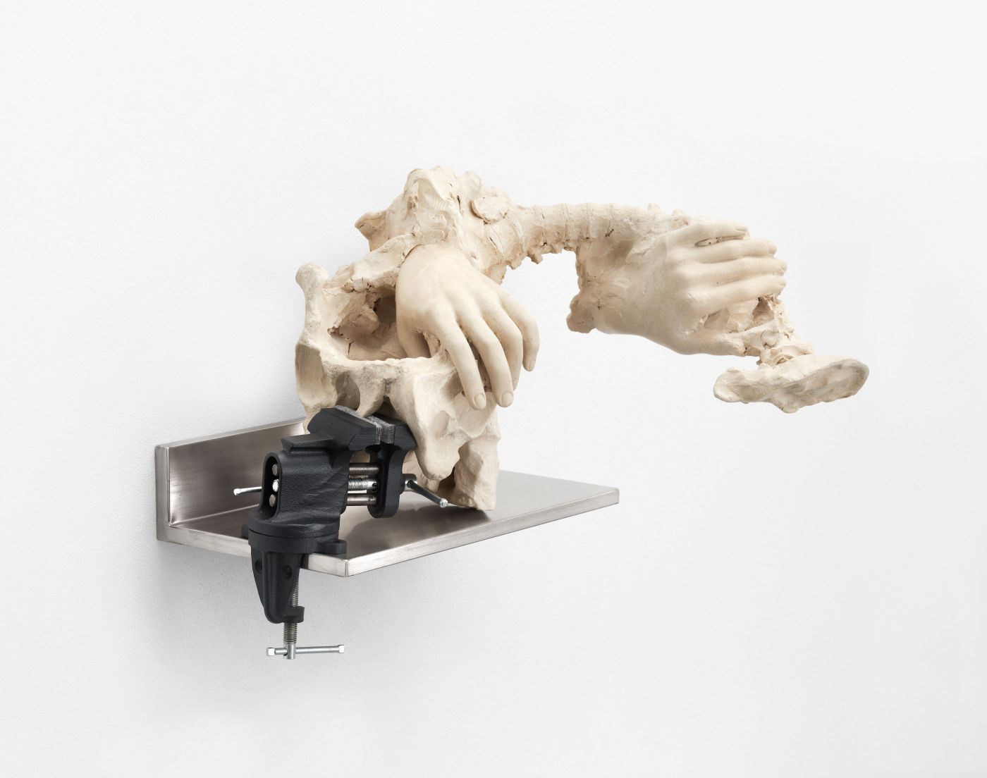 Posture Study sculpture 2023 acrylic marble dust fiberglass metal vice 33 50 44 cm 01