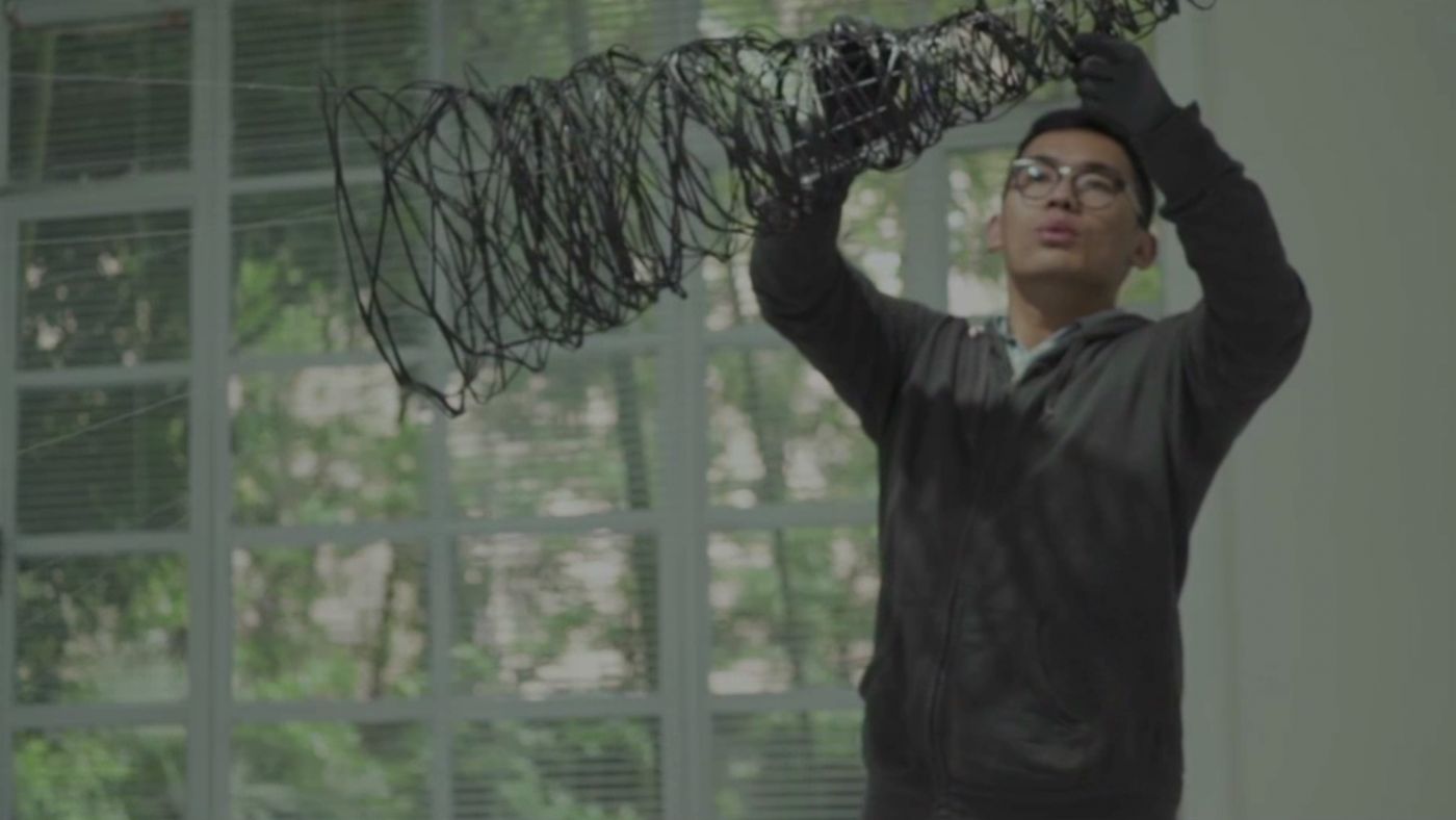 Feng Chen creating a carbon fiber sculpture | 2017